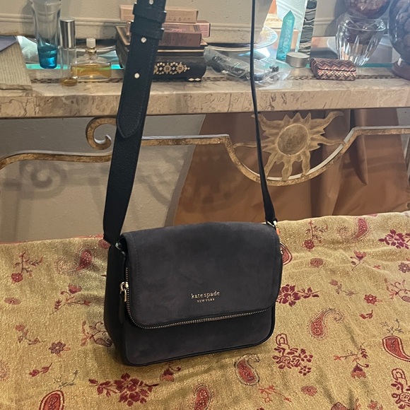 Kate Spade suede and leather Midnight deep Blue Crossbody Bag - Picture 8 of 15